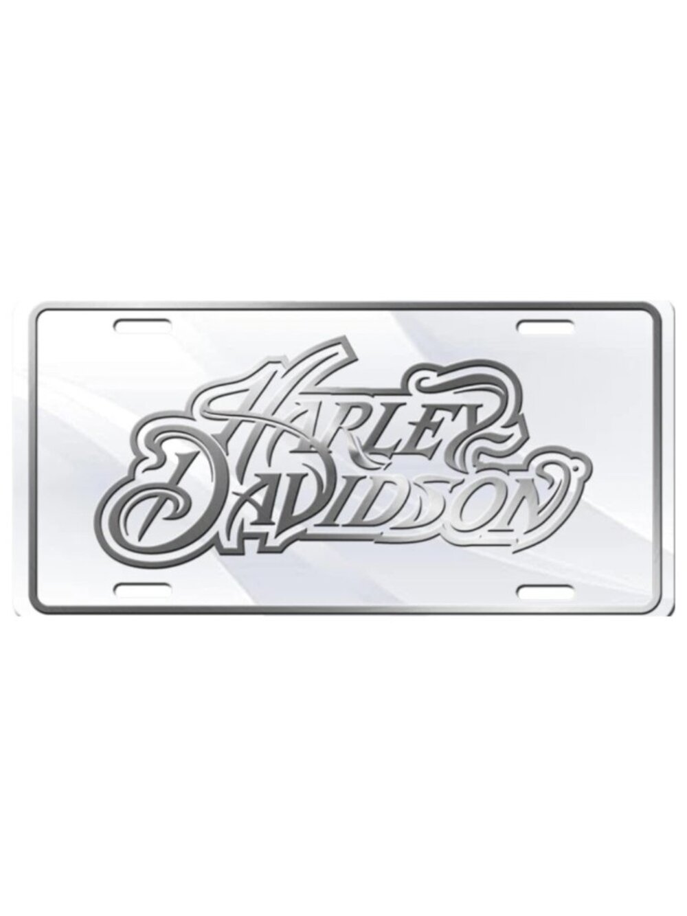 Harley Logo Art on Silver White and Gray Metal Aluminum Vanity License Plate Tag